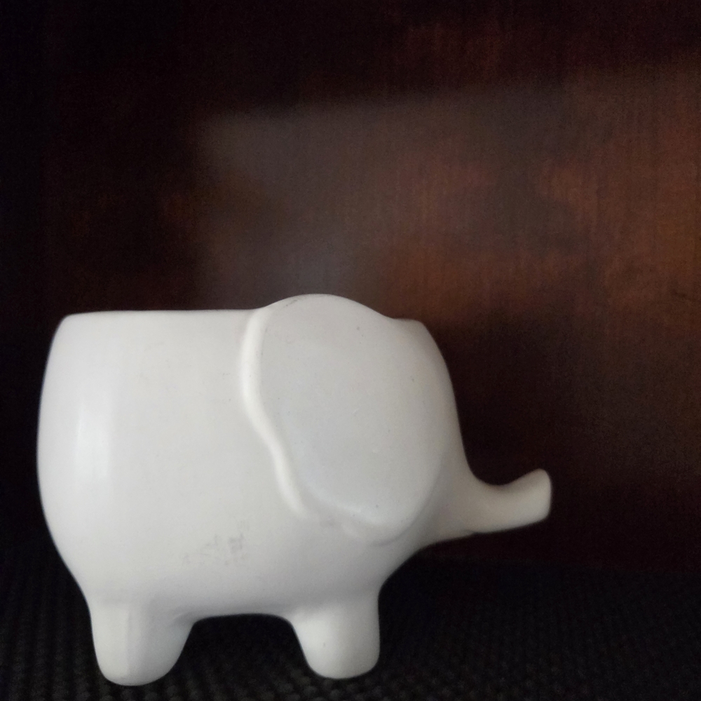 White Elephant Ceramic Vase